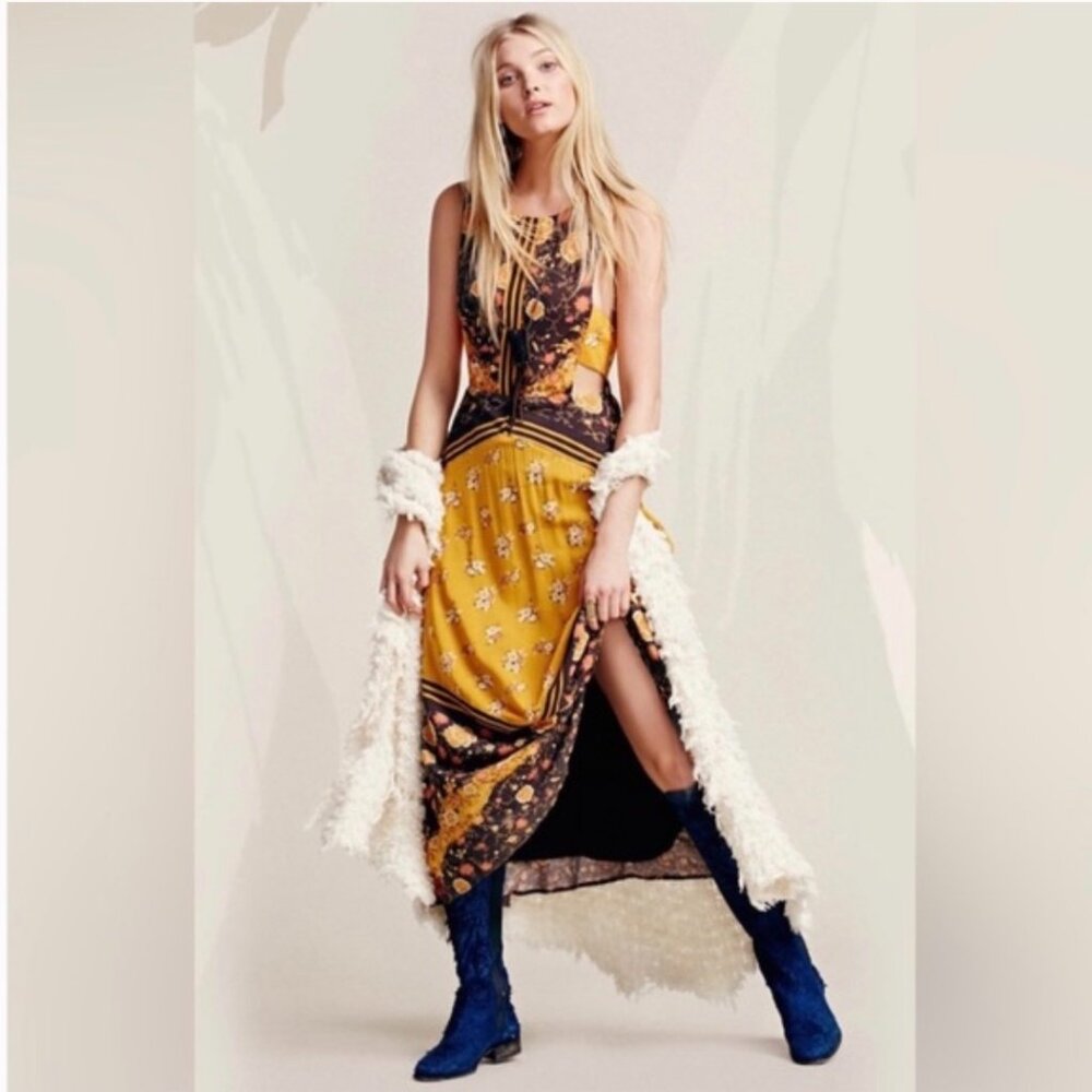 Free People Sunrise Oblivion Floral Boho Maxi Dress Size 4